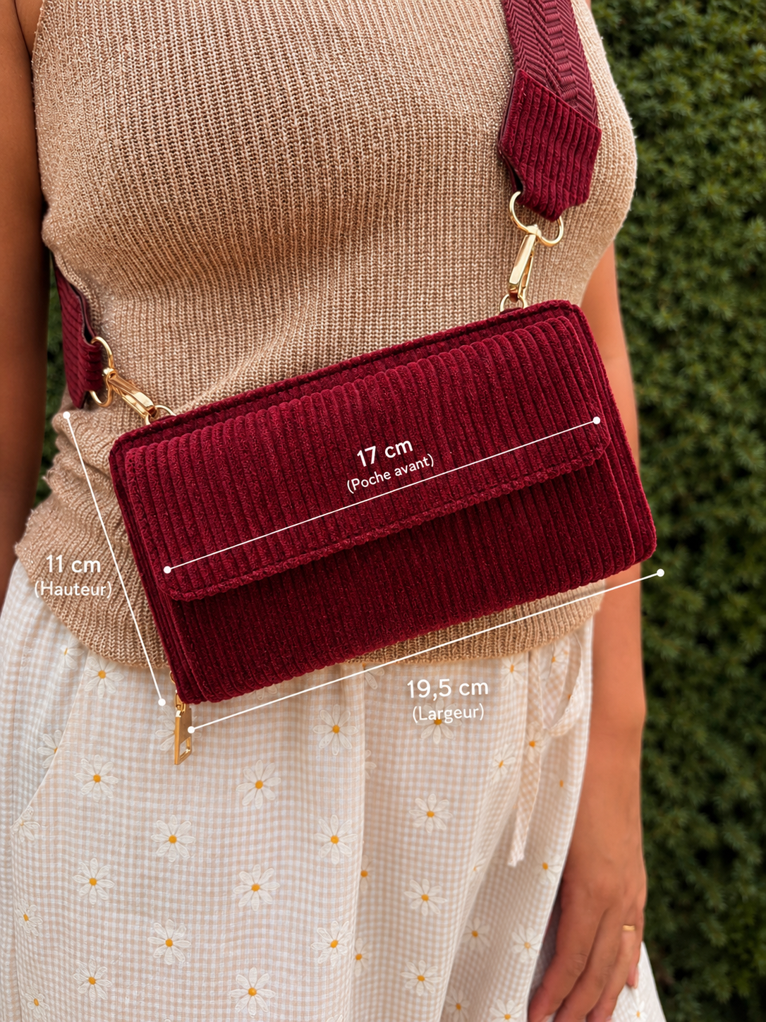 sac bordeaux - mesure